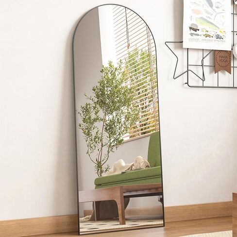 CONGUILIAO 64"x21" Full Length Mirror, Arched Floor Mirror, Full Body Mirror Standing Hanging or Leaning, Aluminum Frame Arched Wall Mounted Mirror Dressing Mirror for Bedroom Living Room, Gold in Kuwait