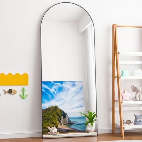 CONGUILIAO 64"x21" Full Length Mirror, Arched Floor Mirror, Full Body Mirror Standing Hanging or Leaning, Aluminum Frame Arched Wall Mounted Mirror Dressing Mirror for Bedroom Living Room, Gold in Kuwait