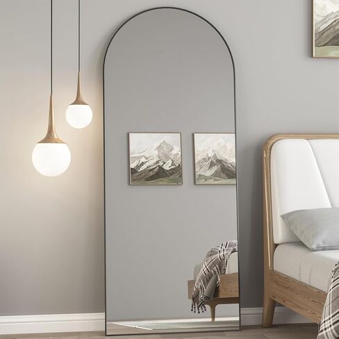 CONGUILIAO 64"x21" Full Length Mirror, Arched Floor Mirror, Full Body Mirror Standing Hanging or Leaning, Aluminum Frame Arched Wall Mounted Mirror Dressing Mirror for Bedroom Living Room, Gold in Kuwait
