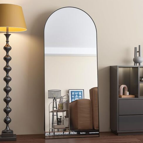 CONGUILIAO 64"x21" Full Length Mirror, Arched Floor Mirror, Full Body Mirror Standing Hanging or Leaning, Aluminum Frame Arched Wall Mounted Mirror Dressing Mirror for Bedroom Living Room, Gold in Kuwait