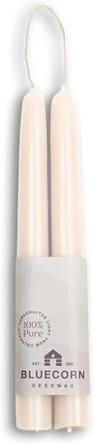 Bluecorn Beeswax 100% Pure Beeswax Taper Candles | Natural Beeswax, Yellow Unscented Tapered | Soy, Paraffin, & Fragrance Free | 10 Inch, Pair - Two Candlesticks in Kuwait