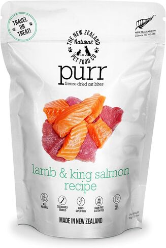The New Zealand Natural Pet Food Co. Meow Lamb & King Salmon Freeze Dried Raw Cat Food, Mixer, or Topper, or Treat - High Protein, Natural, Limited Ingredient Recipe 1.76 oz in Kuwait