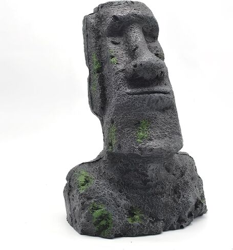 Dtacke Easter Island Stone Statue Resin Ornament Fish Tank Aquarium Decoration Gnome Terrarium Reptile Artificial Stone Home Decor (M) in Kuwait