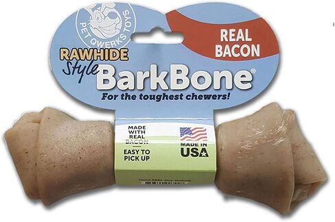 Pet Qwerks Nylon Rawhide BarkBone - Durable Dog Toys for Moderate & Aggressive Chewers - Infused Bacon Flavor - 8" in Kuwait