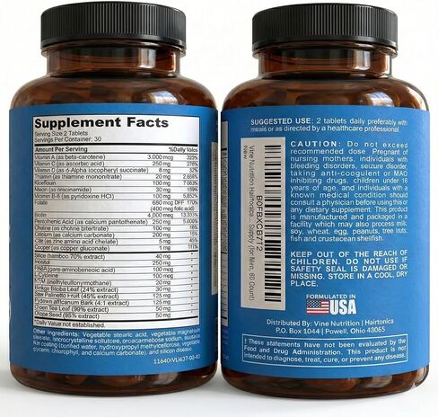 Hair Vitamins for Men Beard Growth MSM Powder Saw Palmetto Hairtonica | Extra Strength 315,000 mcg Biotin Keratin Collagen | May Help Support Hair Loss Greying & Thinning | 60 ct in Kuwait
