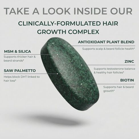 Hair Vitamins for Men Beard Growth MSM Powder Saw Palmetto Hairtonica | Extra Strength 315,000 mcg Biotin Keratin Collagen | May Help Support Hair Loss Greying & Thinning | 60 ct in Kuwait