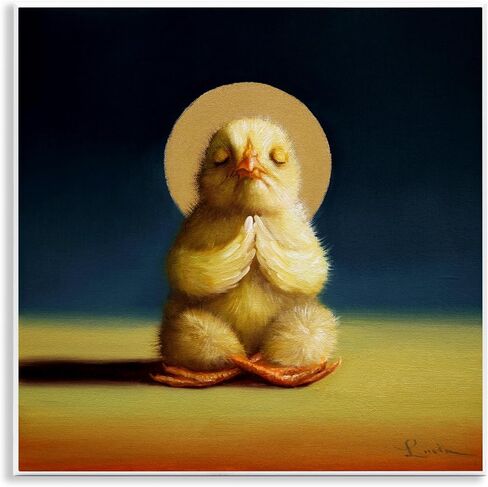 Stupell Industries Yoga Funny Farm Animal Painting Lotus Pose, Design by Lucia Heffernan Wall Plaque, 12 x 12, Yellow in Kuwait