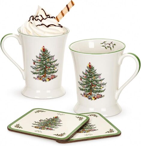 Spode Christmas Tree Large Handled Tray (19" x 11.6") - Festive Melamine Serving Tray for Lunch, Coffee, Breakfast - Durable & Lightweight Holiday Serveware - Dishwasher Safe in Kuwait