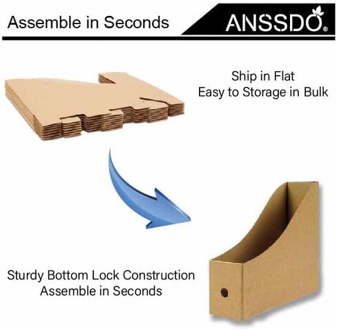 ANSSDO 6 Pack Brown Cardboard Magazine Holder Premium Kraft Magazine File Holder Magazine Organizer, Magazine Storage Box, Large Volume Magazine File Organizer as Book Bins or Folder Holder for Desk in Kuwait