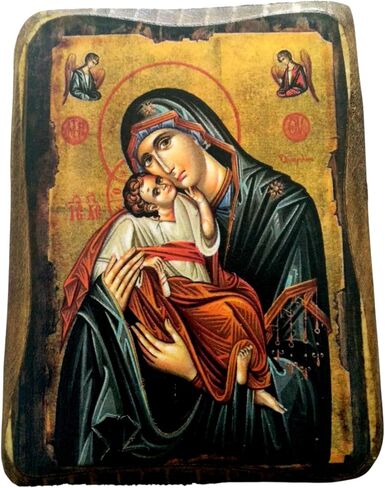 Wooden Greek Christian Orthodox Wood Icon of Virgin Mary and Jesus Christ / A0 in Kuwait