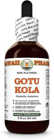 Gotu Kola Alcohol-Free Liquid Extract, Organic Gotu Kola (Centella Asiatica) Dried Leaf Glycerite Hawaii Pharm Natural Herbal Supplement 4 oz in Kuwait