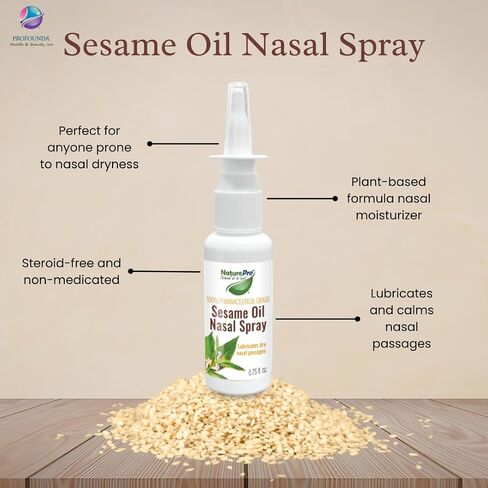 NATUREPRO زيت السمسم بخاخ الأنف N مرطب الأنف الطبيعي مصنوع من زيت السمسم مصدر طبيعي 100٪ يرطب ويزيت الممرات الأنفية شديدة الجفاف | 0.75 فلوريدا in Kuwait