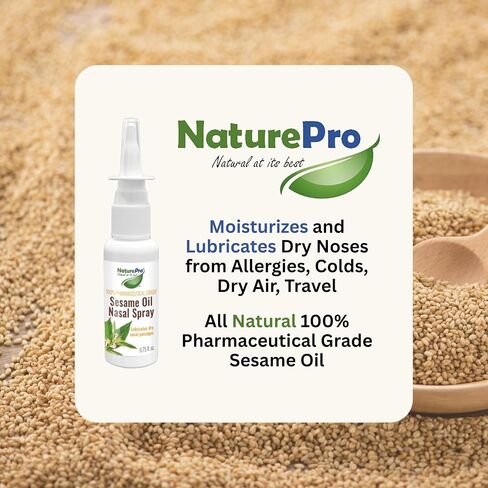 NATUREPRO زيت السمسم بخاخ الأنف N مرطب الأنف الطبيعي مصنوع من زيت السمسم مصدر طبيعي 100٪ يرطب ويزيت الممرات الأنفية شديدة الجفاف | 0.75 فلوريدا in Kuwait