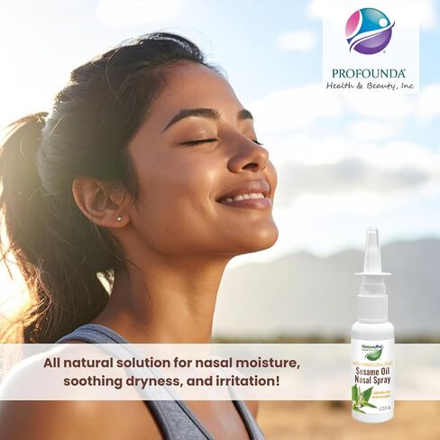 NATUREPRO زيت السمسم بخاخ الأنف N مرطب الأنف الطبيعي مصنوع من زيت السمسم مصدر طبيعي 100٪ يرطب ويزيت الممرات الأنفية شديدة الجفاف | 0.75 فلوريدا in Kuwait