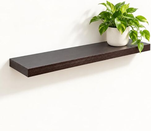 WELLAND 12" Deep Floating Shelves Espresso, Espresso Floating Shelves, 47.24" L x 11.81" D x 2" T, Deeper Than Others, Espresso in Kuwait