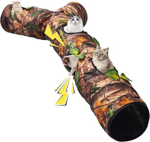 FelRelWel Cat Tunnels for Indoor Cats, Cat Tunnel Bed Toy, Cat Stuff Accessories for Large Cats Kitten and Other Small Animals to Chase and Play, Foldable & Easy to Store, Cat Tube Toys L 59" in Kuwait