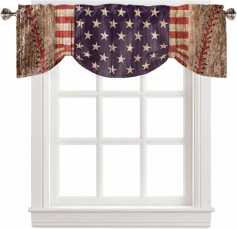 Homechoid Ombre Yellow and Grey Wood Stripes Gradient Farm Curtain Valance for Windows/Living Room/Kitchen/Bathroom/Farmhouse, Short Rod Pocket Tier Curtain Window Treatment, 1 Panel 54x18 in Kuwait