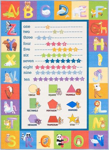 سجادة SAFAVIEH Kids Playhouse Collection - 3'3" x 5'3"، بيج وأزرق، غير قابلة للتساقط، قابلة للغسل في الغسالة ومقاومة للانزلاق، مثالية للمناطق ذات حركة المرور العالية للأولاد والبنات في غرفة اللعب (KPH225A) in Kuwait