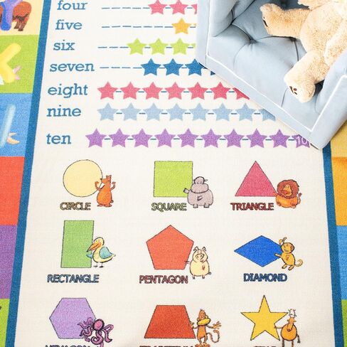 سجادة SAFAVIEH Kids Playhouse Collection - 3'3" x 5'3"، بيج وأزرق، غير قابلة للتساقط، قابلة للغسل في الغسالة ومقاومة للانزلاق، مثالية للمناطق ذات حركة المرور العالية للأولاد والبنات في غرفة اللعب (KPH225A) in Kuwait