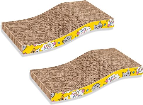 PrimePets Cat Scratchers Cardboard, 2 Pack S Shape Cat Scratch Pad Cat Scratching, Corrugated Board Reversible with Catnip for Indoor Cats in Kuwait