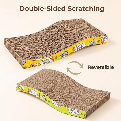 PrimePets Cat Scratchers Cardboard, 2 Pack S Shape Cat Scratch Pad Cat Scratching, Corrugated Board Reversible with Catnip for Indoor Cats in Kuwait