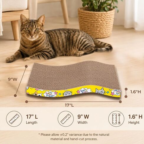 PrimePets Cat Scratchers Cardboard, 2 Pack S Shape Cat Scratch Pad Cat Scratching, Corrugated Board Reversible with Catnip for Indoor Cats in Kuwait