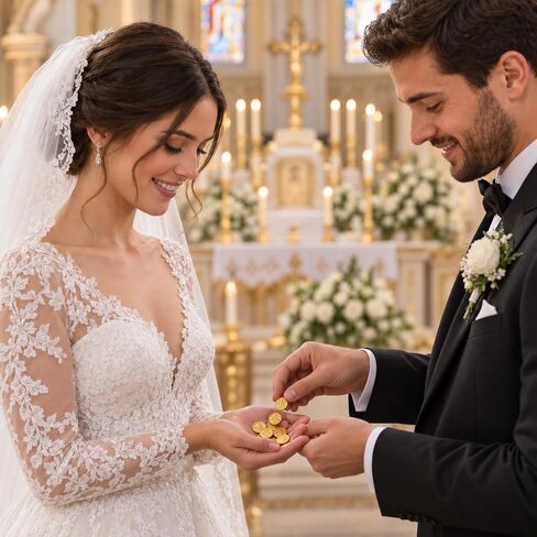 عملات وحدة الزفاف من CB Accessories - Arras de Boda - صندوق مزخرف مع تذكار من كريستالات حجر الراين 76 (ذهبي) in Kuwait