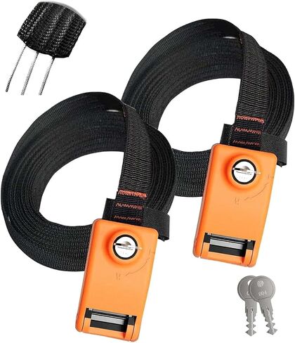 Lovinouse 2023 Upgraded 2 Pack Lockable Tie Down Strap, with 3 Stainless Steel Cables, for Lashing Locking Kayak, Bike, Surfboard, 10 Feet Each Orange in Kuwait