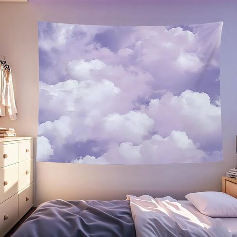 Yieldeer Purple Cloud Tapestry Wall Hanging Sky Backdrop Aesthetic Wall Decor for Girls Bedroom Living Room Dorm, 60x50 inch in Kuwait