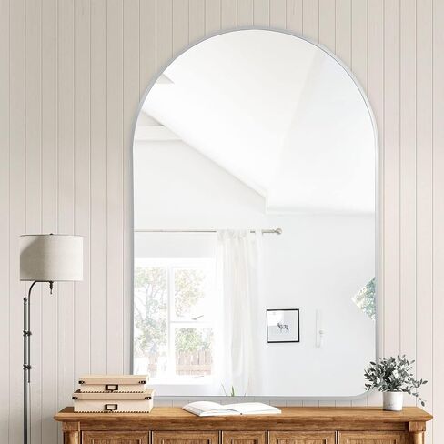 NeuType 43"x18" Over The Door Full Length Mirror, Door Wall Mirror, Wall Mount Over The Door Hanging Mirror with 2 Metal Hangers for Wall Bedroom, Bathroom, Living Room, Home Decoration (White) in Kuwait