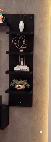 WELLAND Zig Zag 4 طبقات رف عائم بلمسة نهائية سوداء، رف حائط زاوية مثبت على الحائط لغرفة النوم وغرفة المعيشة والمطبخ وما إلى ذلك in Kuwait