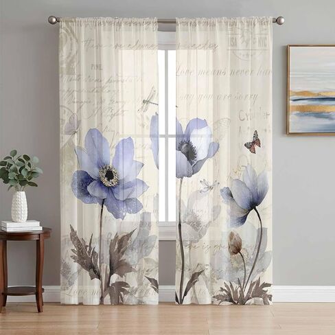 Ocean Beach Theme Sheer Curtains 72 Inch Length 2 Panels Set for Living Room/Bedroom, Tropical Sea Sky View Beach House Theme Semi Curtain Sheers Drapes Rod Pocket Curtains Window Treatment Set in Kuwait