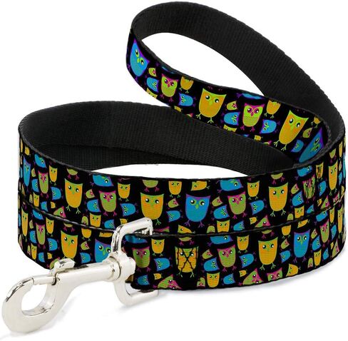 Buckle-Down Pet Leash - Owls Black/Multi Neon - 6 Feet Long - 1.5" Wide in Kuwait