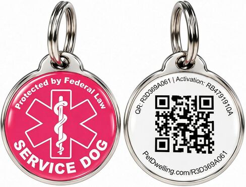 Pet Dwelling Service Dog QR Code ID Tag Provides A Medical Alert Symbol, Online Pet Profile, and Instant Email Notification with Tag Scanned Location in Kuwait