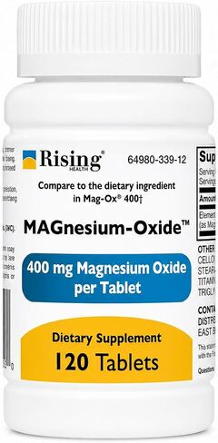 Rising Pharma - MAGnesium Oxide 400mg - Elemental Magnesium Dietary Supplement - 120 count… in Kuwait