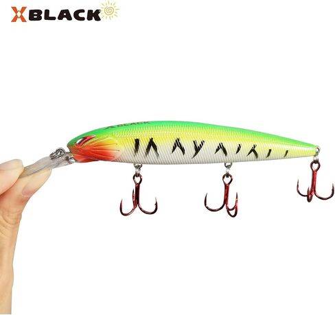 XBLACK Minnow Lures Set Hard Fishing Lures Set 5PCS Mixed Size and Color for Bass Trout in Saltwater and Freshwater, XBLACK Baits, Catch Big Fish! in Kuwait