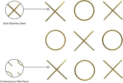 Meridian Furniture 431 XOXO Collection Modern | Contemporary Stainless Steel Wall Decor, 19.5" W x 19.5" D x 19.5" H, Gold in Kuwait