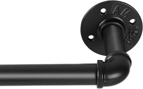 1 Inch Black Curtain Rods for Windows 66 to 130 inch, Industrial Pipe Curtain Rod, Curtain Rod, Outdoor/Indoor Curtain Rods, Rustic Curtain Rod, Rust Resistant Ceiling or Wall Mount, 32 to 120", Black in Kuwait