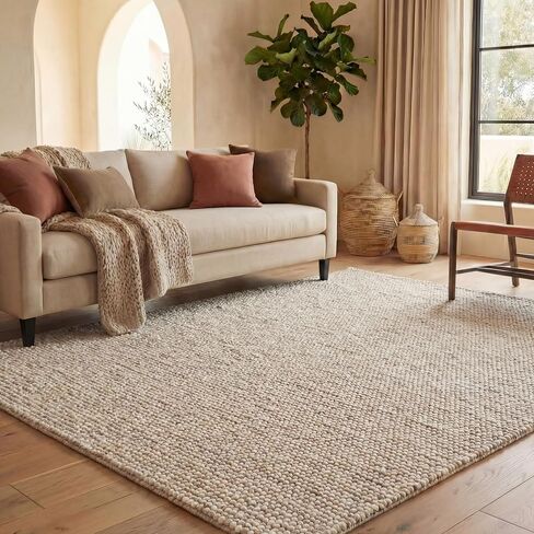 SAFAVIEH Natura Collection Runner Rug - 2' x 12', Ivory, Handmade Wool, Ideal for High Traffic Areas in Living Room, Bedroom (NAT620A) in Kuwait