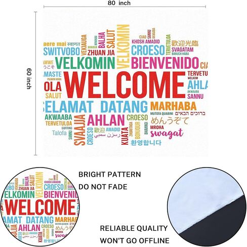 TOMPOP Tapestry World Welcome Word Cloud in Different Languages Conceptual Multilingual Home Decor Wall Hanging for Living Room Bedroom Dorm 50x60 Inches in Kuwait