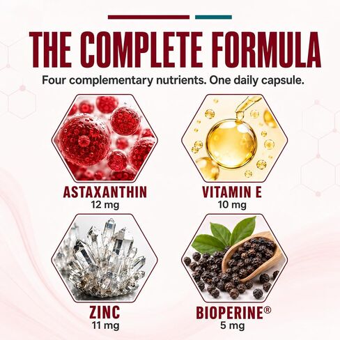 معتمد من Science® Astaxanthin 12 mg - مضاد أكسدة قوي للغاية - يدعم القلب والعينين والمفاصل والجلد - 30 كبسولة نباتية لكل زجاجة - كمية تكفي لمدة 3 أشهر in Kuwait