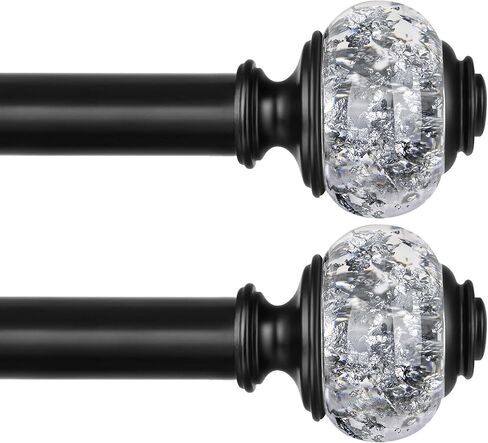 1 Inch Gold Curtain Rods for Windows 72 to 144 Inches (6 to 12 ft), USFOOK Telescoping Single Drapery Rod, Decorative Curtain Rod with Luxury Translucent Finials in Kuwait