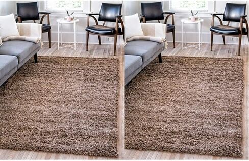 Unique Loom Solid Shag Collection Area Rug (6' 1" Round, Chocolate Brown) in Kuwait