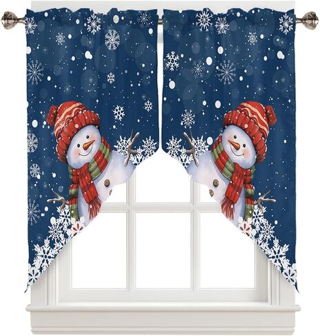 BEMIGO Christmas Swag Valances Poinsettia Kitchen Decor Curtain Red White Rod Pocket Washable Window Curtains for Kitchen Bedroom Valances for Windows 2 Panel, 28x36inch,2 Panels in Kuwait