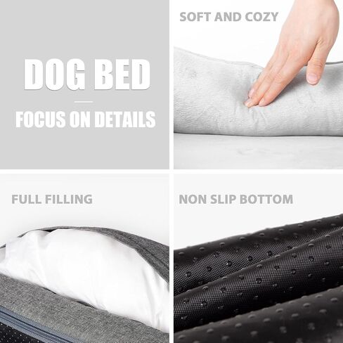 Fida Orthopedic Dog Bed with Memory Foam Base - Dog Lounge Sofa, Removable Washable Cover, Pets Couch Beds for Small Dogs & Cats (Small, Grey) in Kuwait