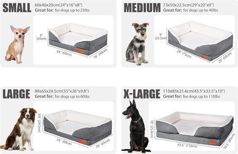 Fida Orthopedic Dog Bed with Memory Foam Base - Dog Lounge Sofa, Removable Washable Cover, Pets Couch Beds for Small Dogs & Cats (Small, Grey) in Kuwait
