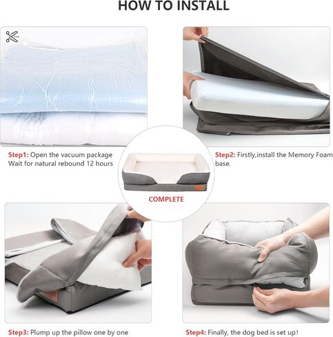 Fida Orthopedic Dog Bed with Memory Foam Base - Dog Lounge Sofa, Removable Washable Cover, Pets Couch Beds for Small Dogs & Cats (Small, Grey) in Kuwait