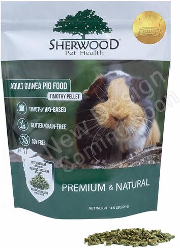 Sherwood Pet Health Adult Guinea Pig Food Measured Timothy Pellet (4.5 Pound) Hay-Based, Grain-Free, Soy-Free for Better Digestion in Kuwait
