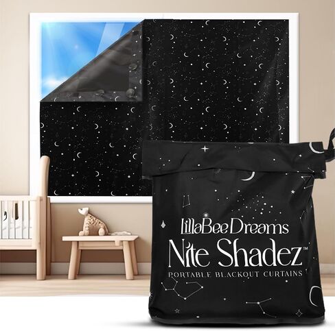 Portable Blackout Curtains (60" x 80") - Travel Blackout Curtains for Baby w/Stars - Portable Blackout Shades w/UV & Thermal Protection - 20 Suctions & Velcro Blackout Curtains - Stick on Curtains in Kuwait