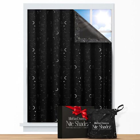 Portable Blackout Curtains (60" x 80") - Travel Blackout Curtains for Baby w/Stars - Portable Blackout Shades w/UV & Thermal Protection - 20 Suctions & Velcro Blackout Curtains - Stick on Curtains in Kuwait